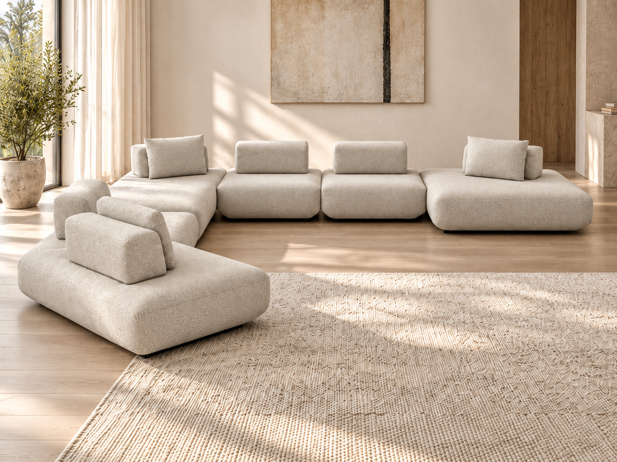 Lanott CS106 modular corner sofa with angled module in a living room