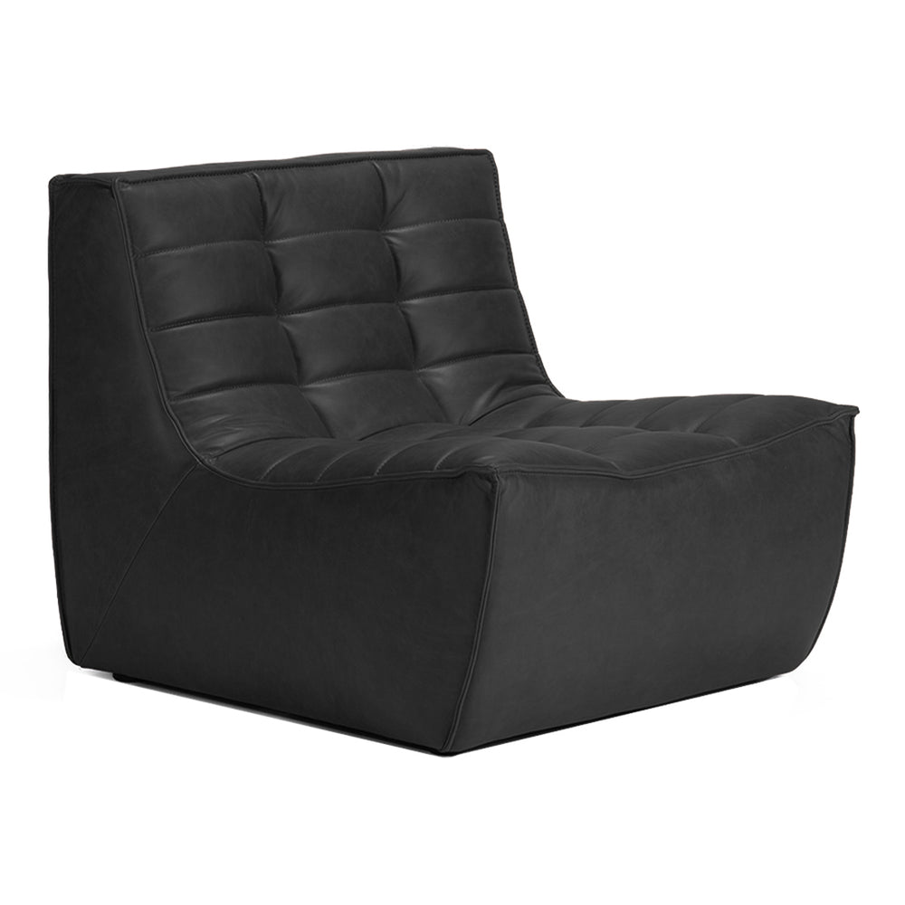 Taku Arm Chair AC106 in black leather, product view 1 — Lanott AC106