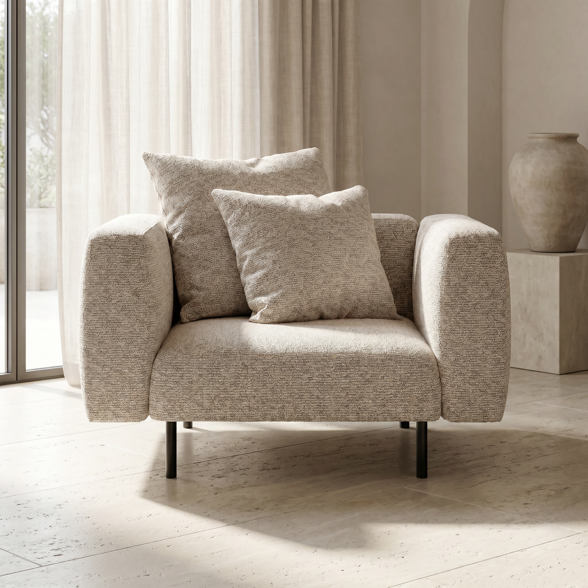 Lanott Kumo Arm Chair LS103 in a warm neutral interior