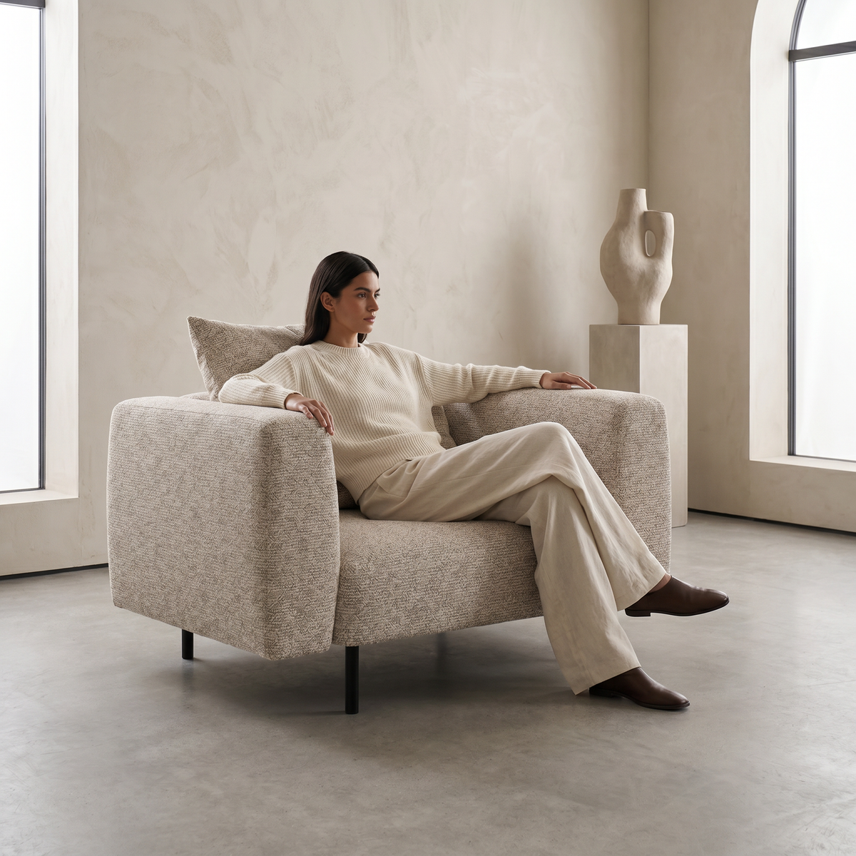 Lanott Kumo Arm Chair LS103 in use in a contemporary interior
