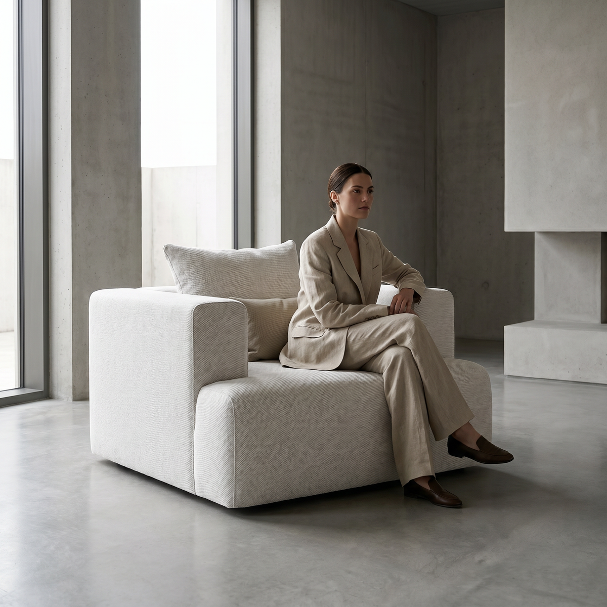 Lanott Lunaro Arm Chair LS114 in a warm neutral interior