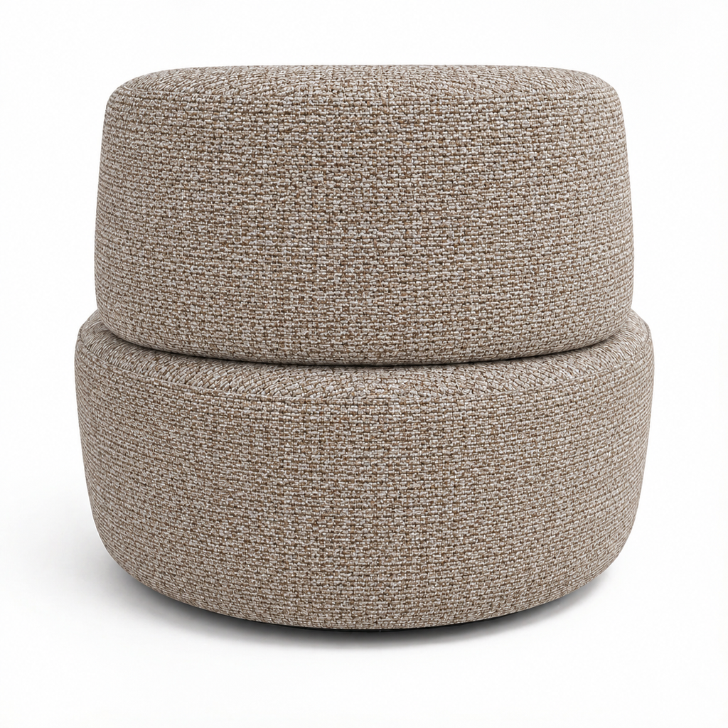 Aurelia AC102 chair in MD-14 warm taupe woven upholstery, rear view on a white background