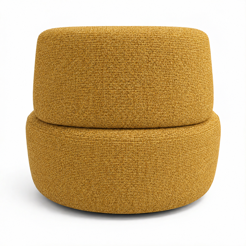 Aurelia AC102 chair in MD-9 mustard woven upholstery, rear view on a white background