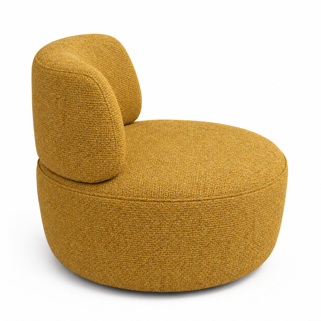 Aurelia AC102 chair in MD-9 mustard woven upholstery, three-quarter view on a white background