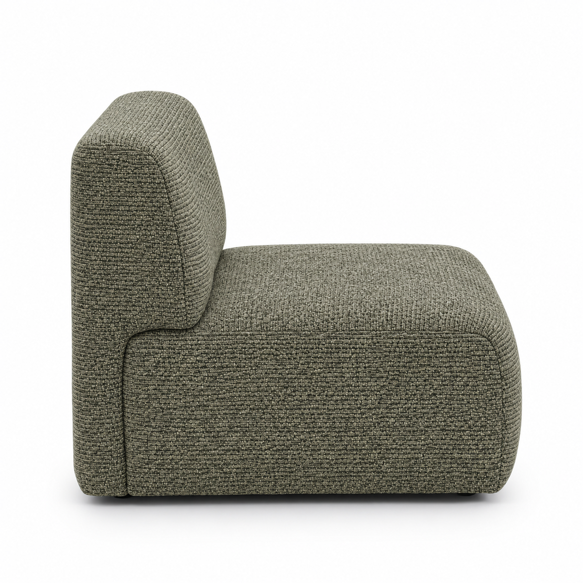 Lanott Varenna Arm Chair AC103 in MD-8 Oliva fabric, side view on white background