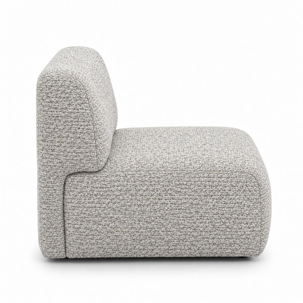 Lanott Varenna Arm Chair AC103 in Tender-1 Alba fabric, side view on white background