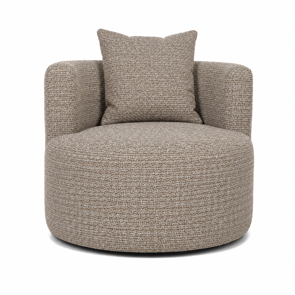 Lanott Siena Arm Chair AC105 in MD-14 Dune fabric, front view on white background