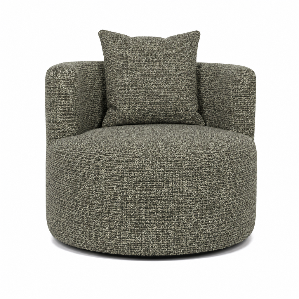 Lanott Siena Arm Chair AC105 in MD-8 Oliva fabric, front view on white background