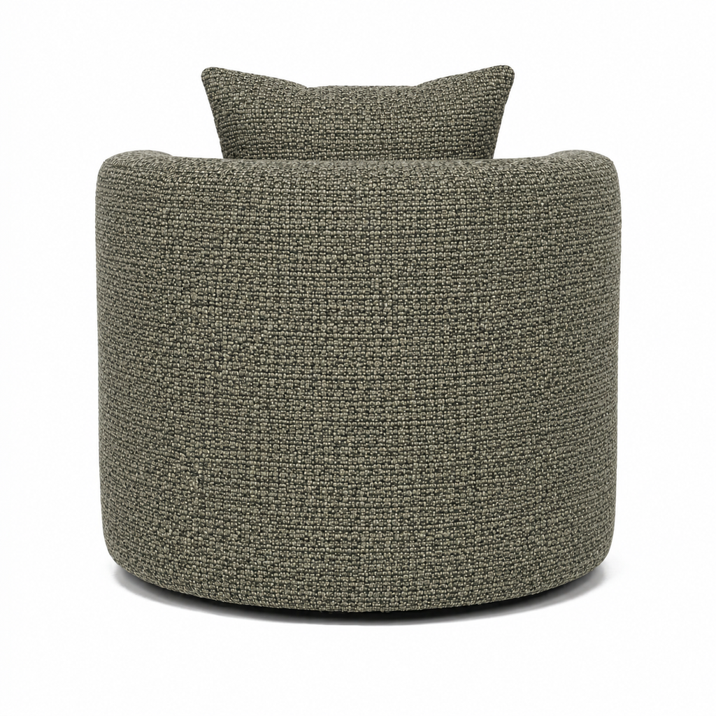 Lanott Siena Arm Chair AC105 in MD-8 Oliva fabric, rear view on white background