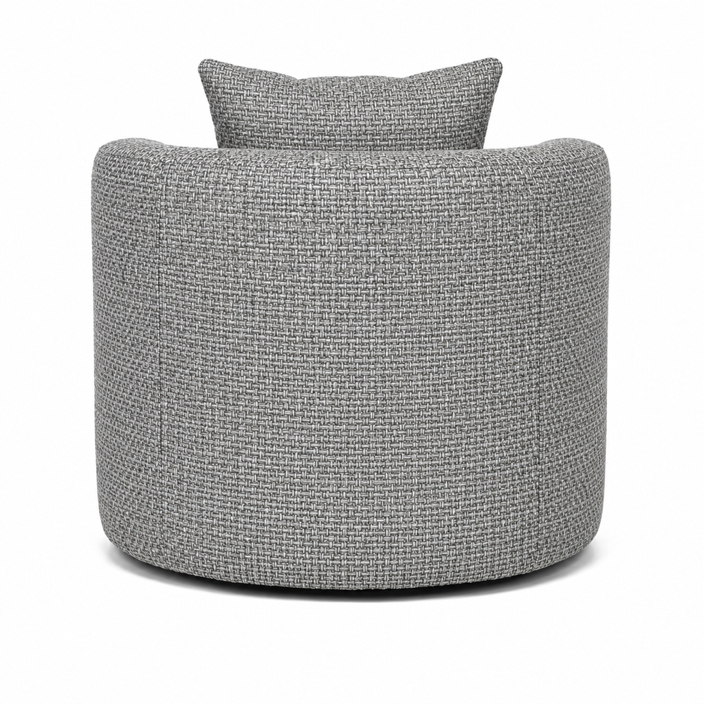 Lanott Siena Arm Chair AC105 in Mocha-11 Flint fabric, rear view on white background