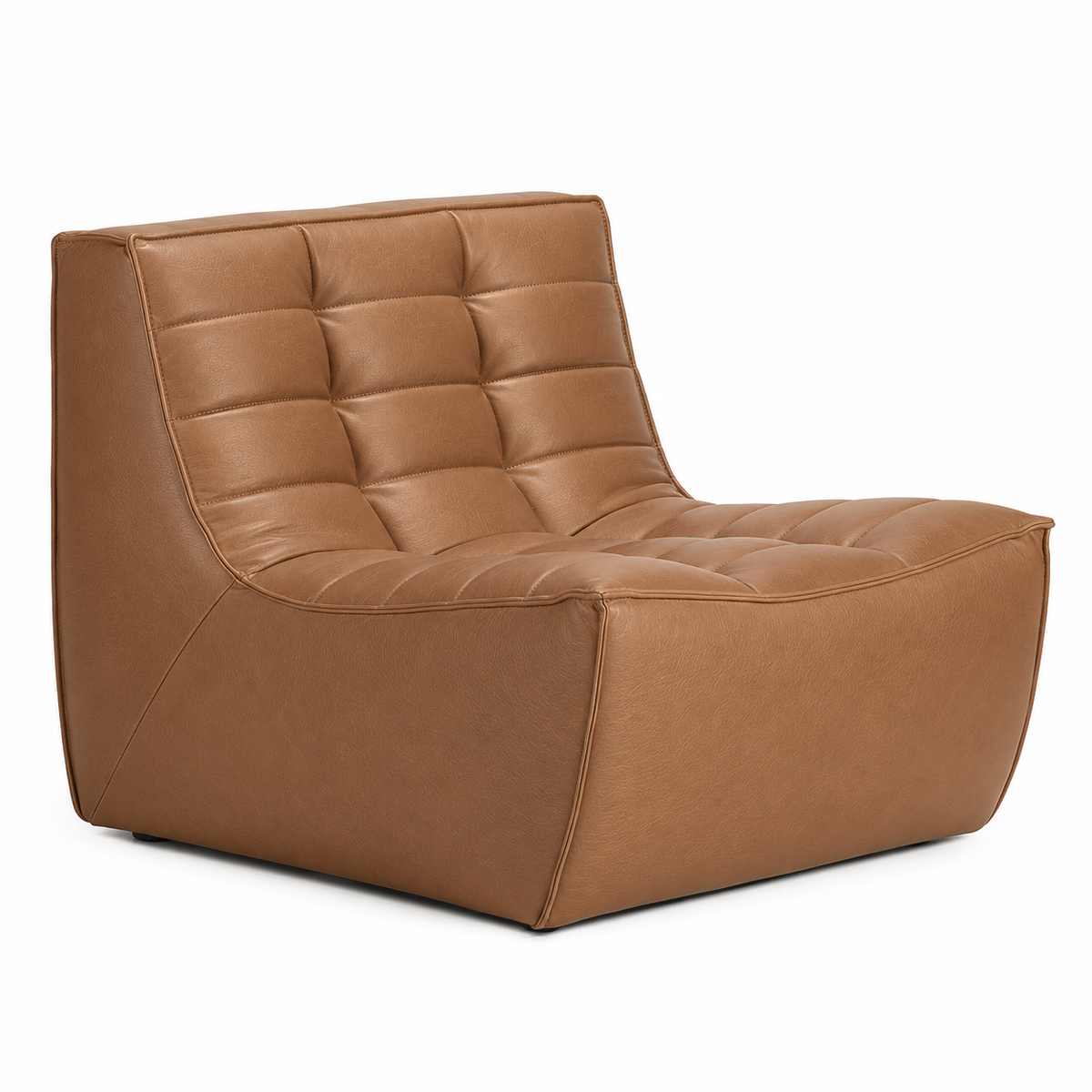 Lanott Taku AC106 armchair in Cognac Leather - main three-quarter view on white background