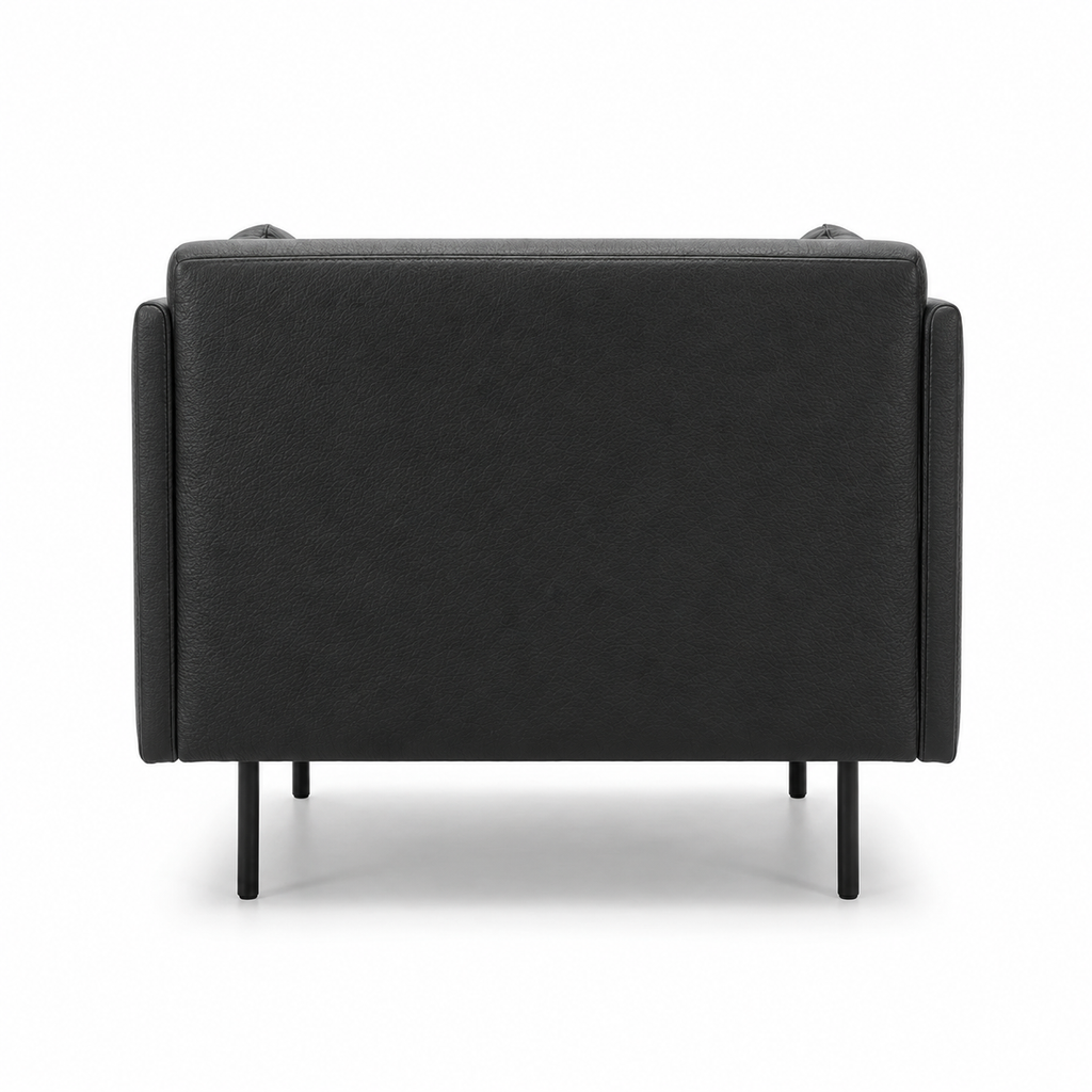 Lanott Otto S120 armchair in Black Leather - rear view on white background