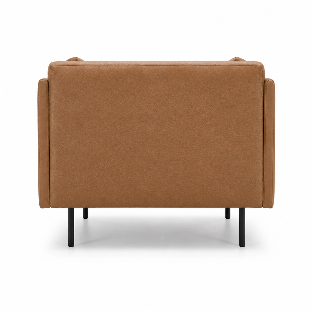 Lanott Otto S120 armchair in Cognac Leather - rear view on white background