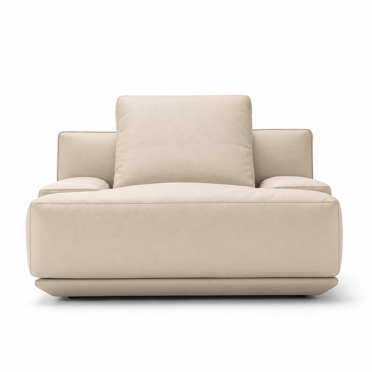 Lanott Sereno S123 armchair in Beige Leather - front view on white background