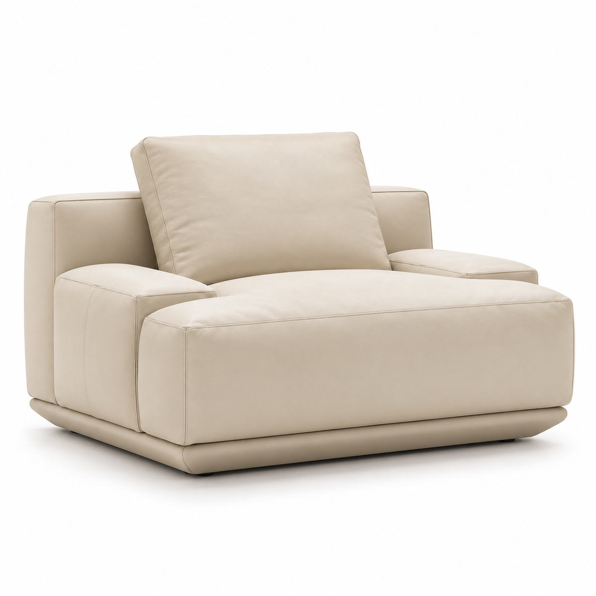 Lanott Sereno S123 armchair in Beige Leather - main three-quarter view on white background