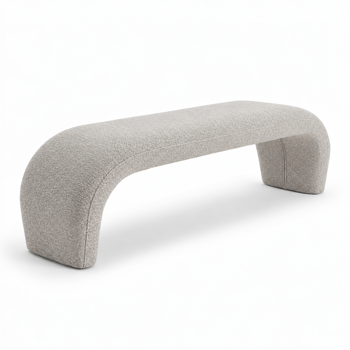 Lanott BH101 bench in Tender-1 — three-quarter view on white background, refined small-scale fabric texture