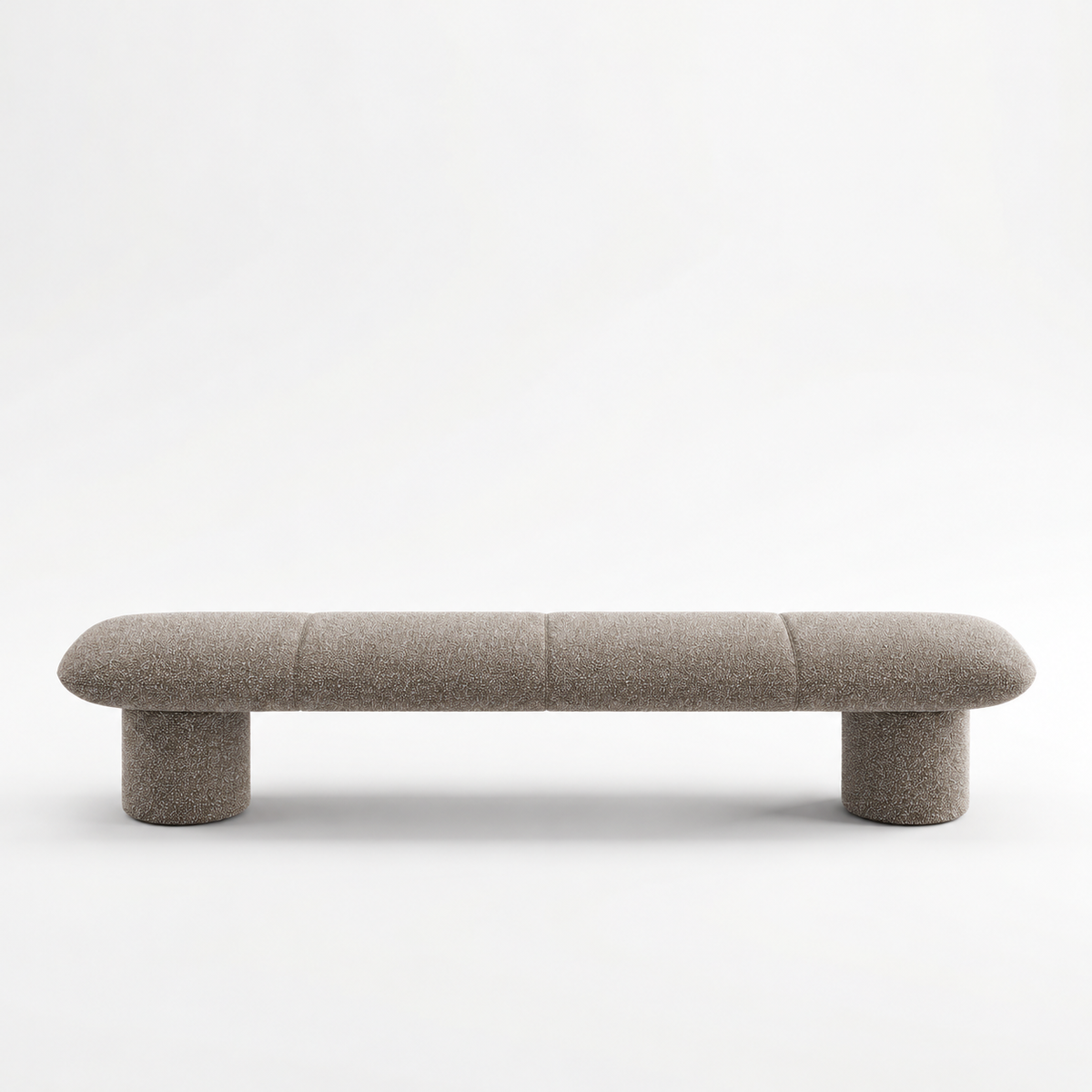 Lanott BH102 bench in MD-14 — long front view on white background, refined small-scale fabric texture