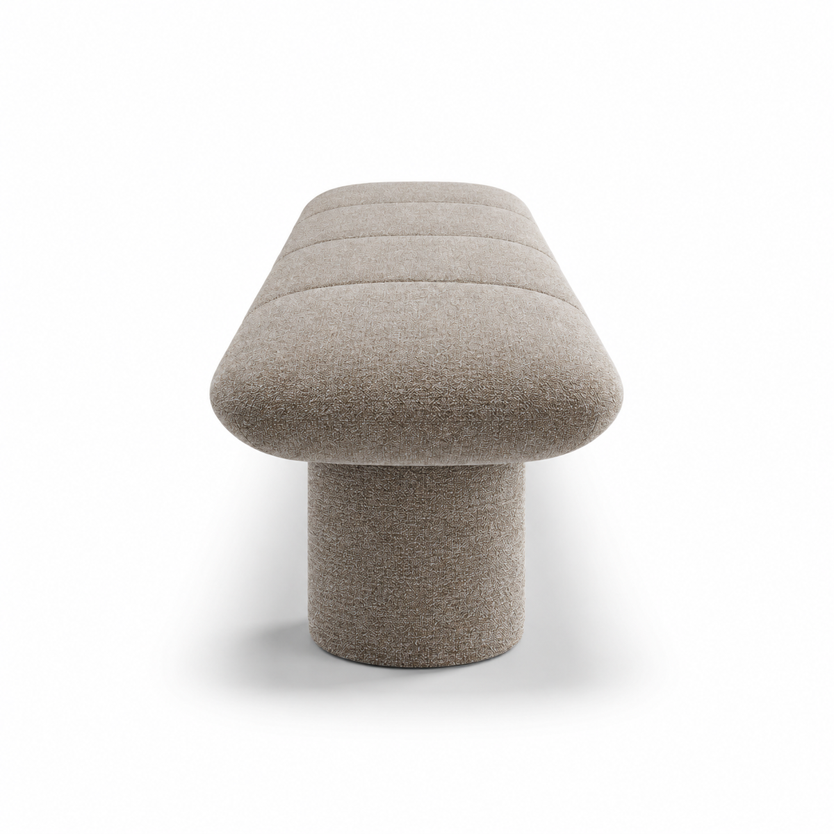 Lanott BH102 bench in MD-14 — short-end view on white background, refined small-scale fabric texture