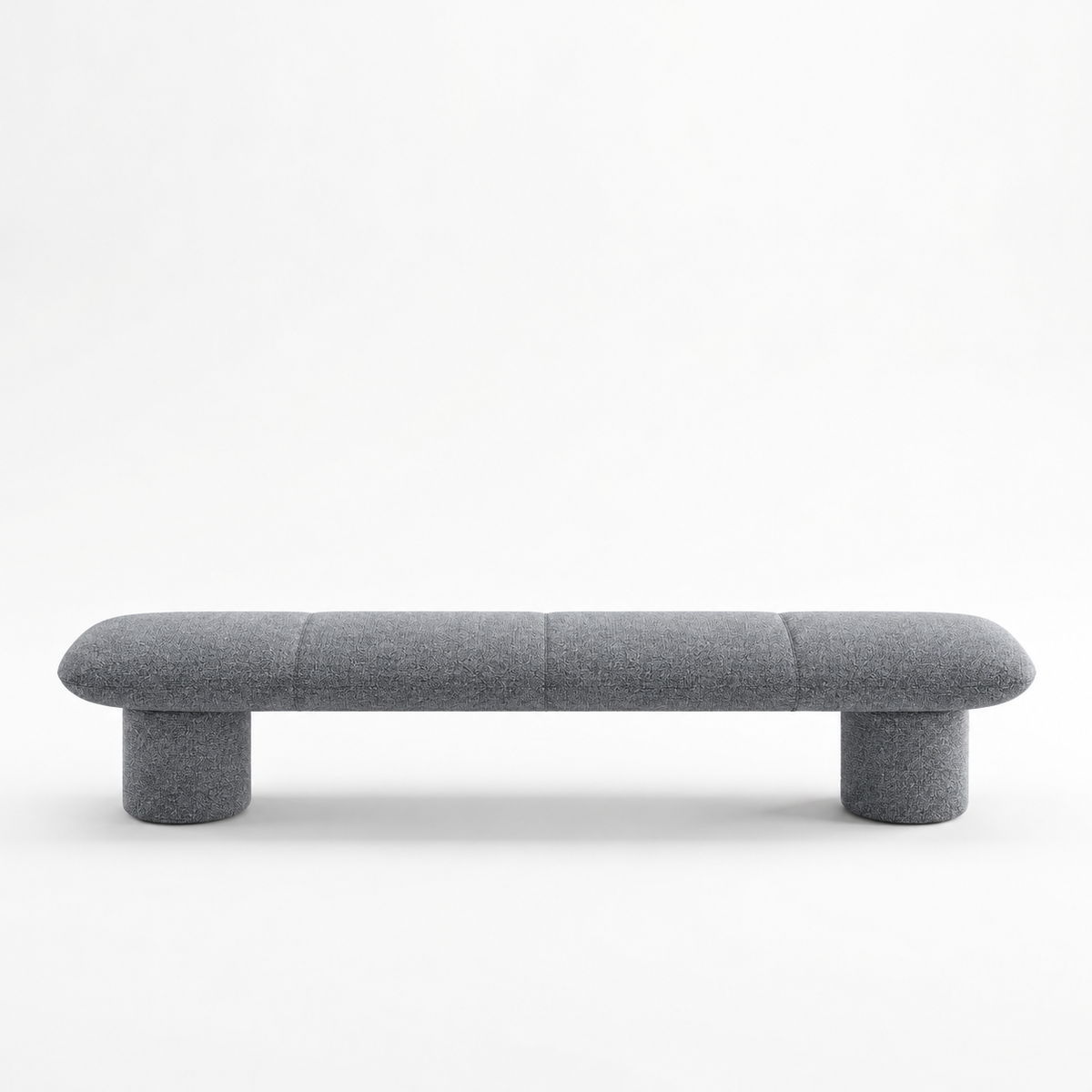 Lanott BH102 bench in MD-3 — long front view on white background, refined small-scale fabric texture