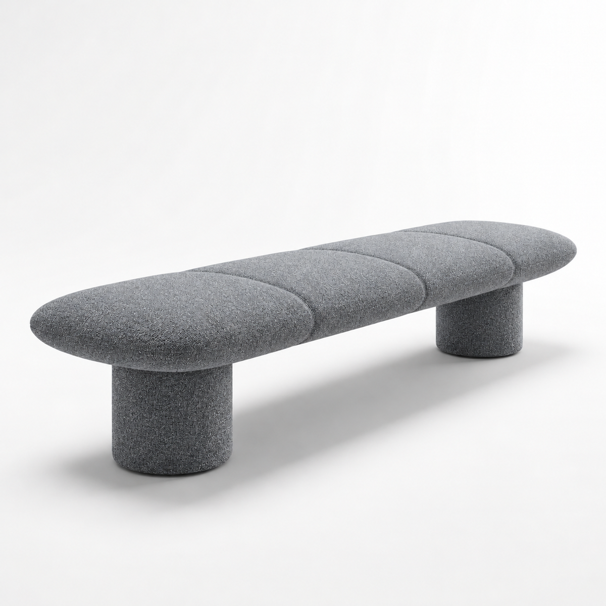 Lanott BH102 bench in MD-3 — three-quarter view on white background, refined small-scale fabric texture