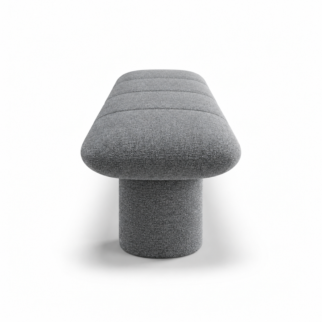 Lanott BH102 bench in MD-3 — short-end view on white background, refined small-scale fabric texture