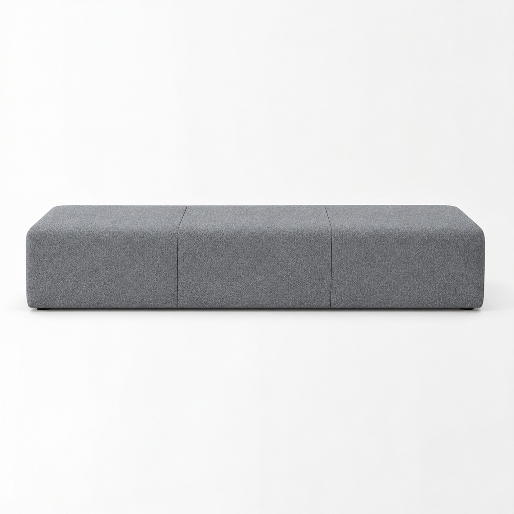 Lanott BH106 bench in MD-3 — long front view on white background, refined small-scale fabric texture