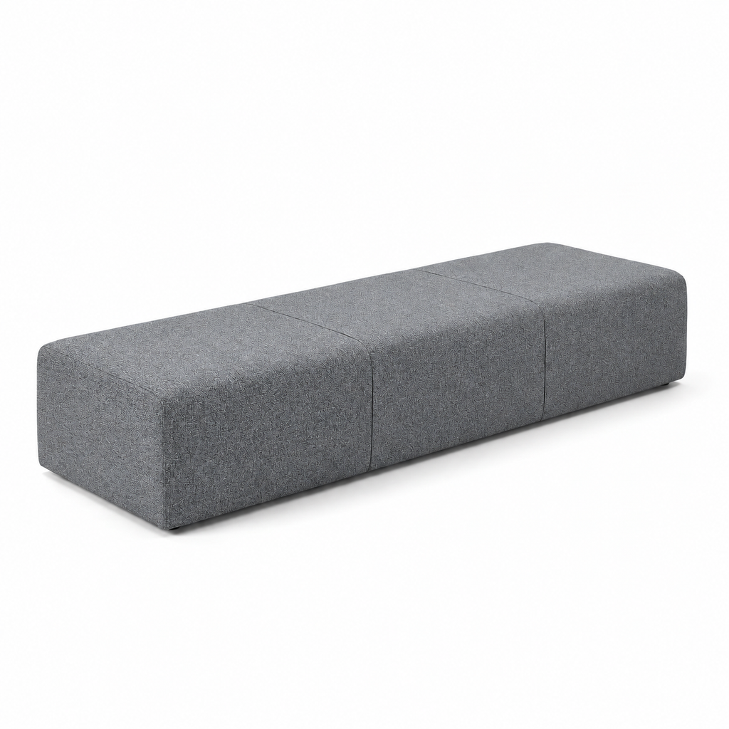 Lanott BH106 bench in MD-3 — three-quarter view on white background, refined small-scale fabric texture