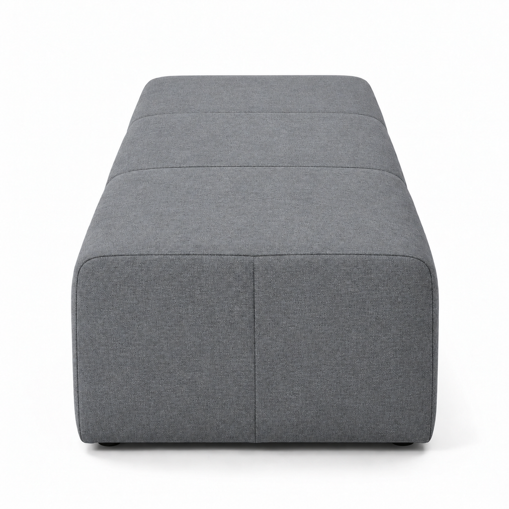 Lanott BH106 bench in MD-3 — short-end view on white background, refined small-scale fabric texture