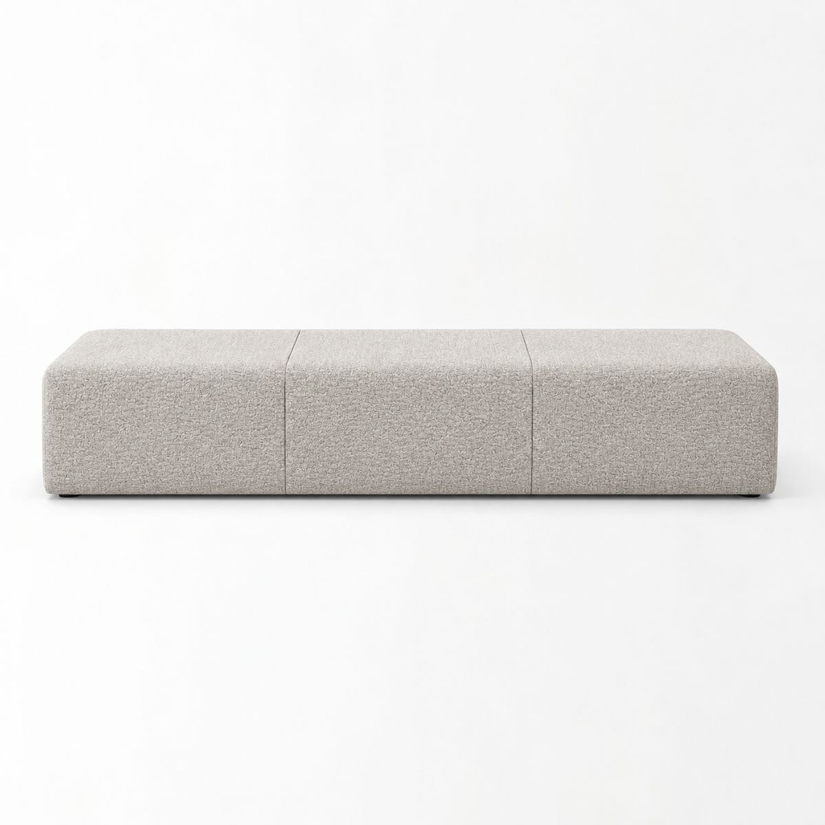 Lanott BH106 bench in Tender-1 — long front view on white background, refined small-scale fabric texture