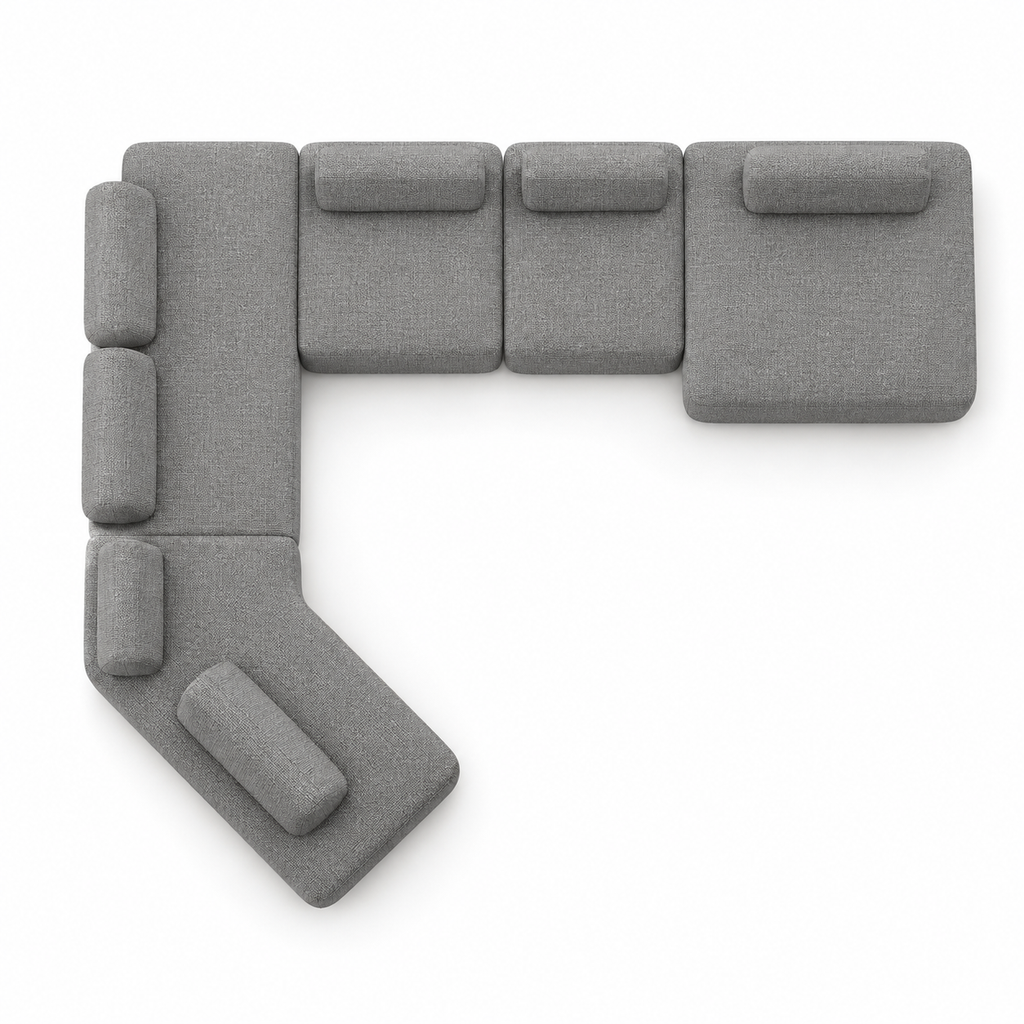 Corner Sofa - CS106 | Mocha-11 | Overhead view of the five-module arrangement