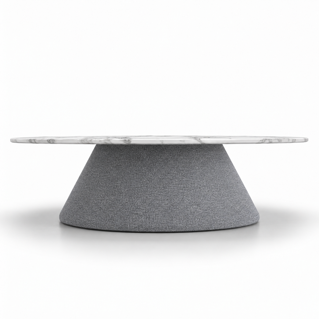 Lanott CT102 coffee table in MD-3 — low front view on white background, refined small-scale fabric texture
