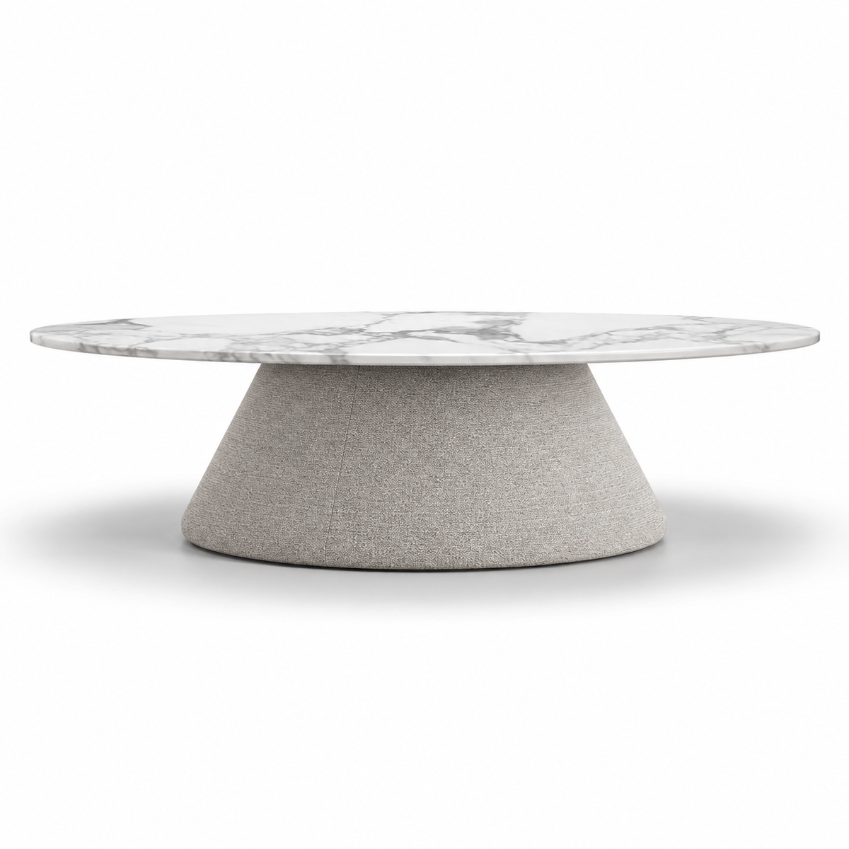 Lanott CT102 coffee table in Tender-1 — low front view on white background, refined small-scale fabric texture