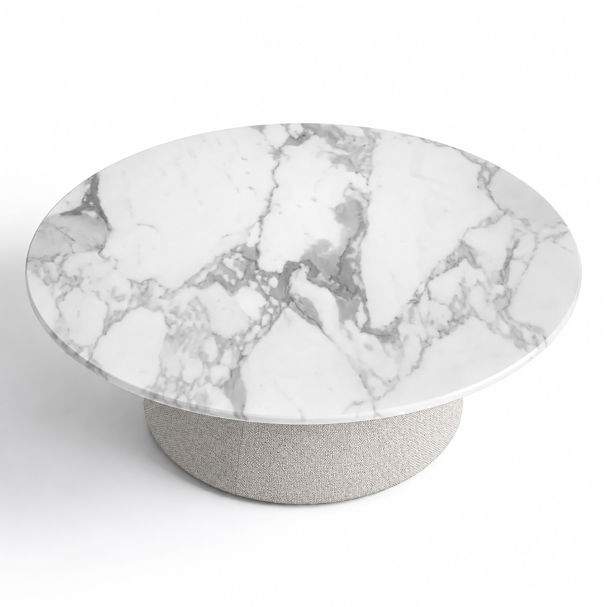 Lanott CT102 coffee table in Tender-1 — high-angle top view on white background, refined small-scale fabric texture