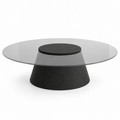 Lanott CT103 coffee table in Black Leather — main elevated view on white background, refined fine leather grain