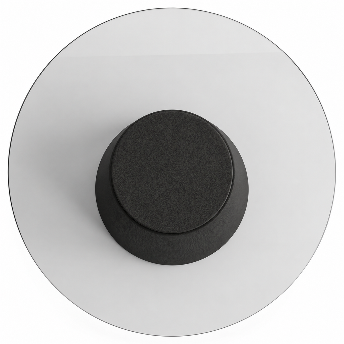 Lanott CT103 coffee table in Black Leather — overhead top view on white background, refined fine leather grain