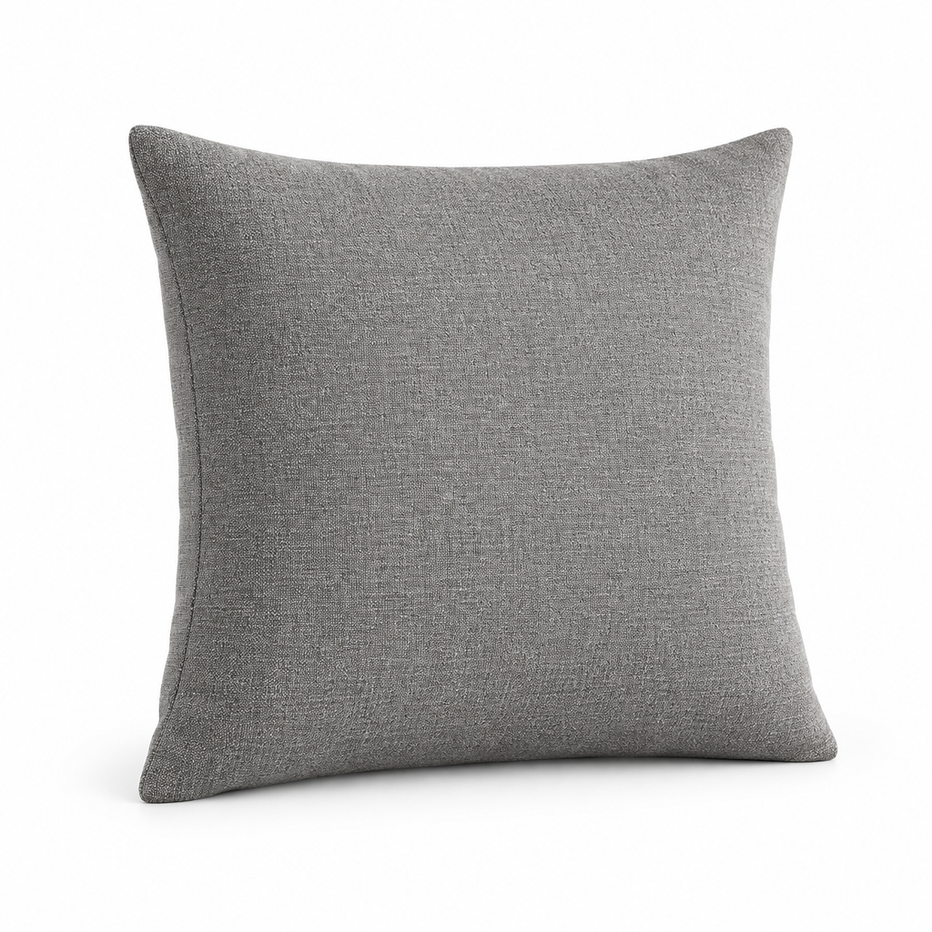 Lanott CU101 cushion in Mocha-11, square shape, main angled view on white background with refined fabric texture
