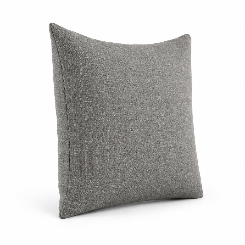 Lanott CU101 cushion in Mocha-11, square shape, side angled view on white background with refined fabric texture