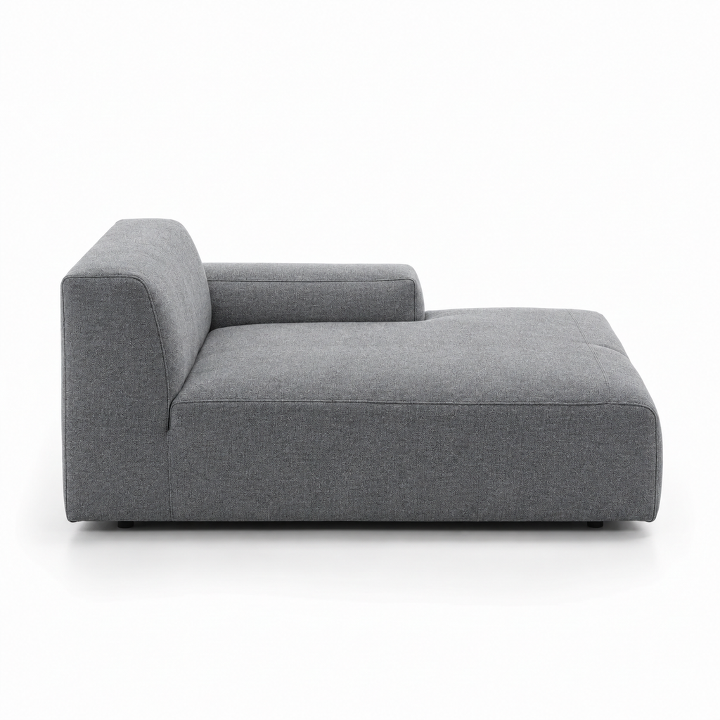 Lanott DB101 daybed in MD-3, side view on white background with refined fabric texture