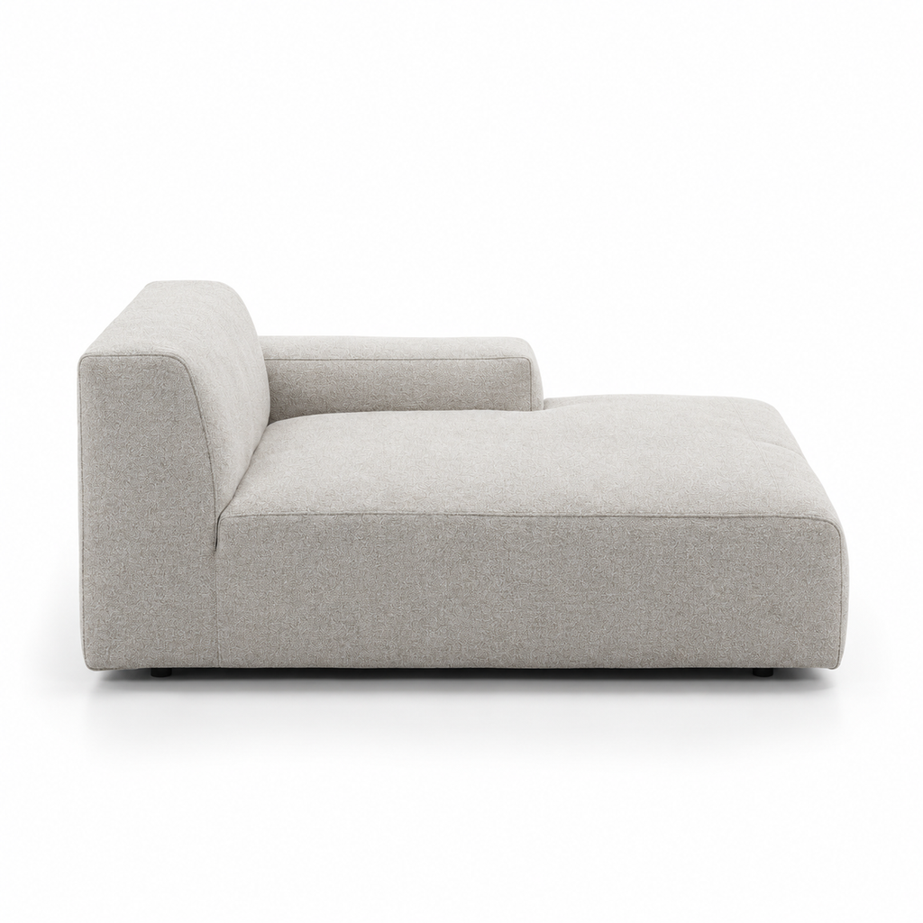 Lanott DB101 daybed in Tender-1, side view on white background with refined fabric texture