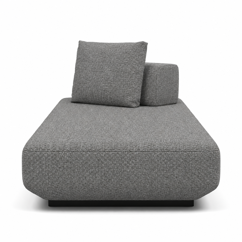 Lanott DB106 daybed in Mocha-11, foot-end view on white background with refined fabric texture