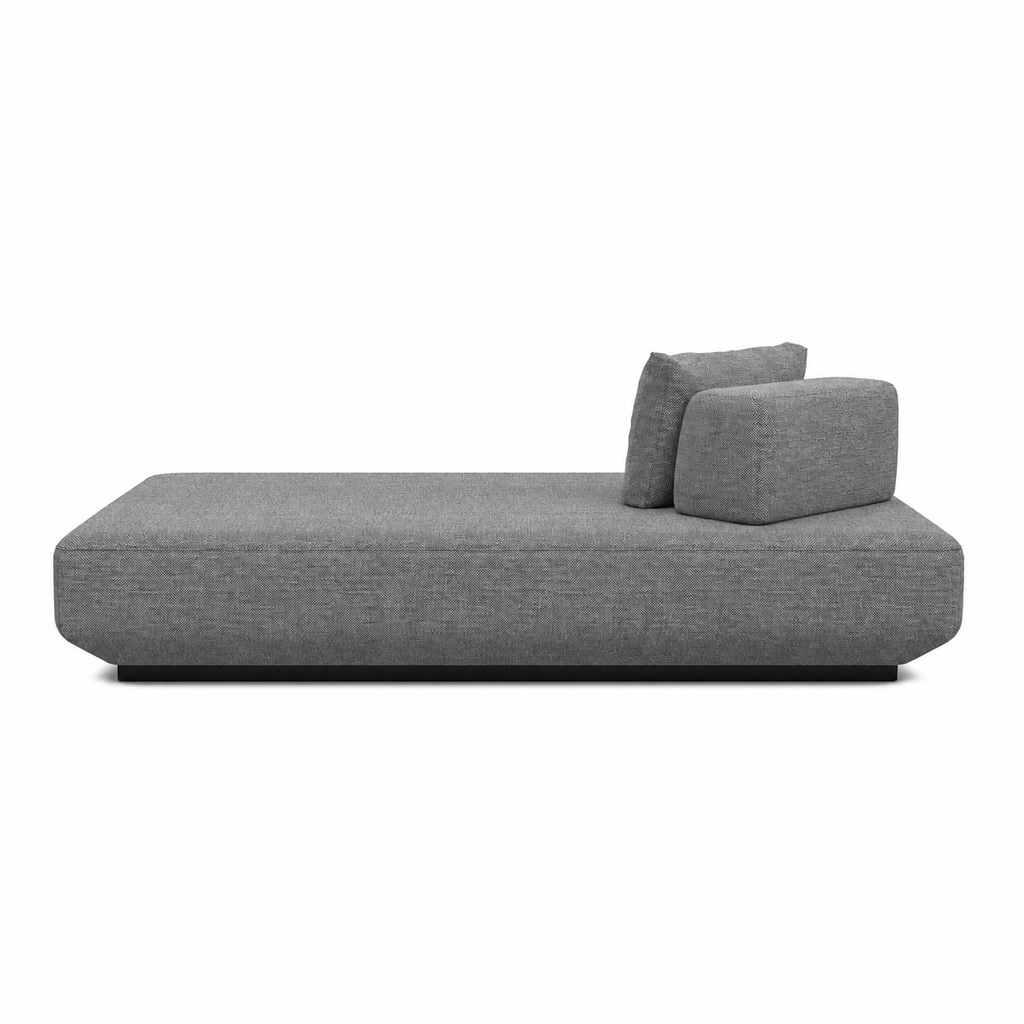 Lanott DB106 daybed in Mocha-11, long side view on white background with refined fabric texture