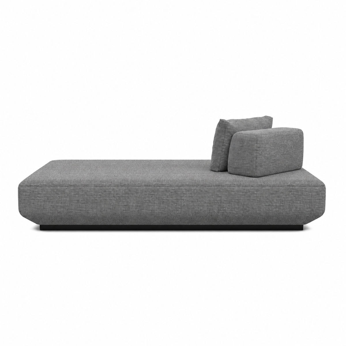 Lanott DB106 daybed in Mocha-11, long side view on white background with refined fabric texture