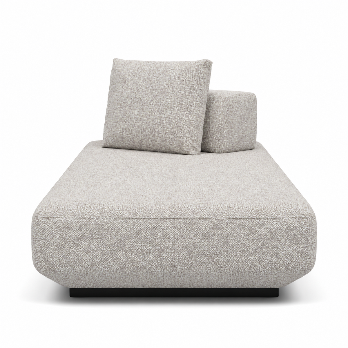 Lanott DB106 daybed in Tender-1, foot-end view on white background with refined fabric texture