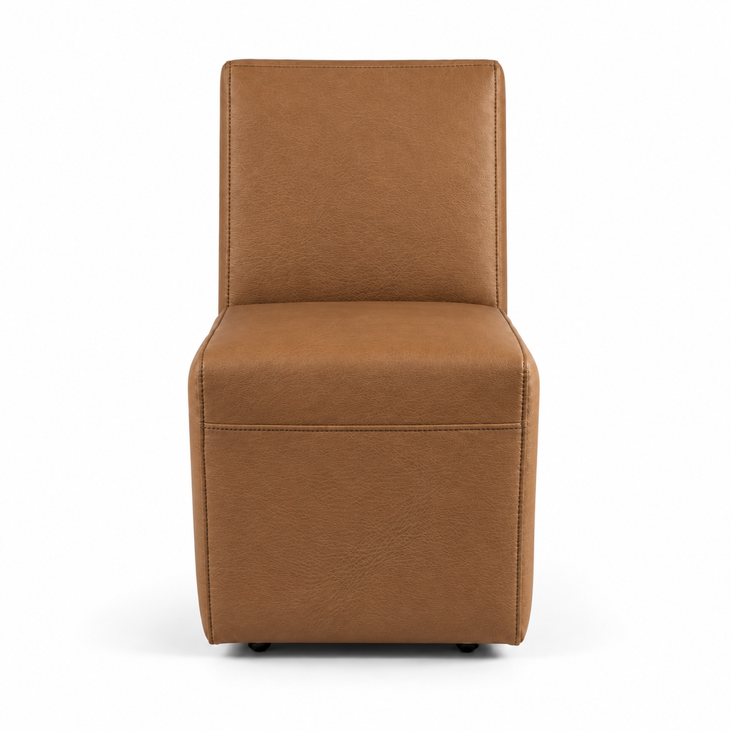 Lanott Linea dining chair DC101 in Cognac Leather (Lacoste-5), front view