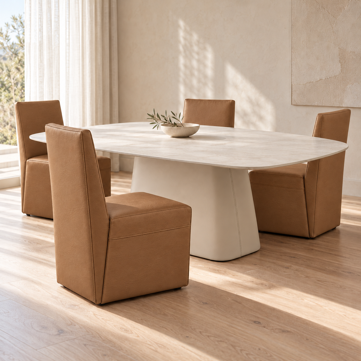 Lanott Linea dining chair DC101 in Cognac Leather (Lacoste-5), dining scene
