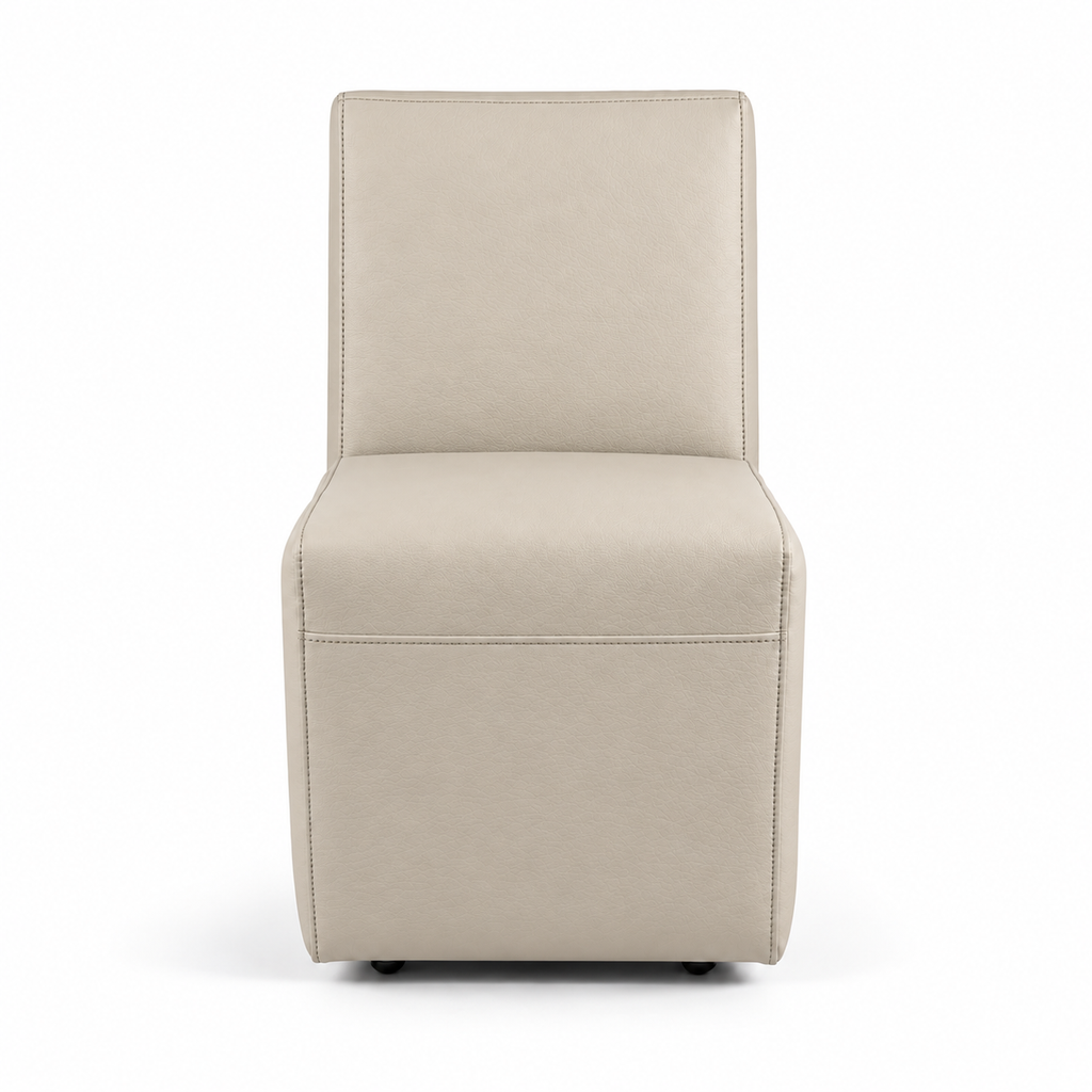 Lanott Linea dining chair DC101 in Beige Leather (Lacoste-8), front view