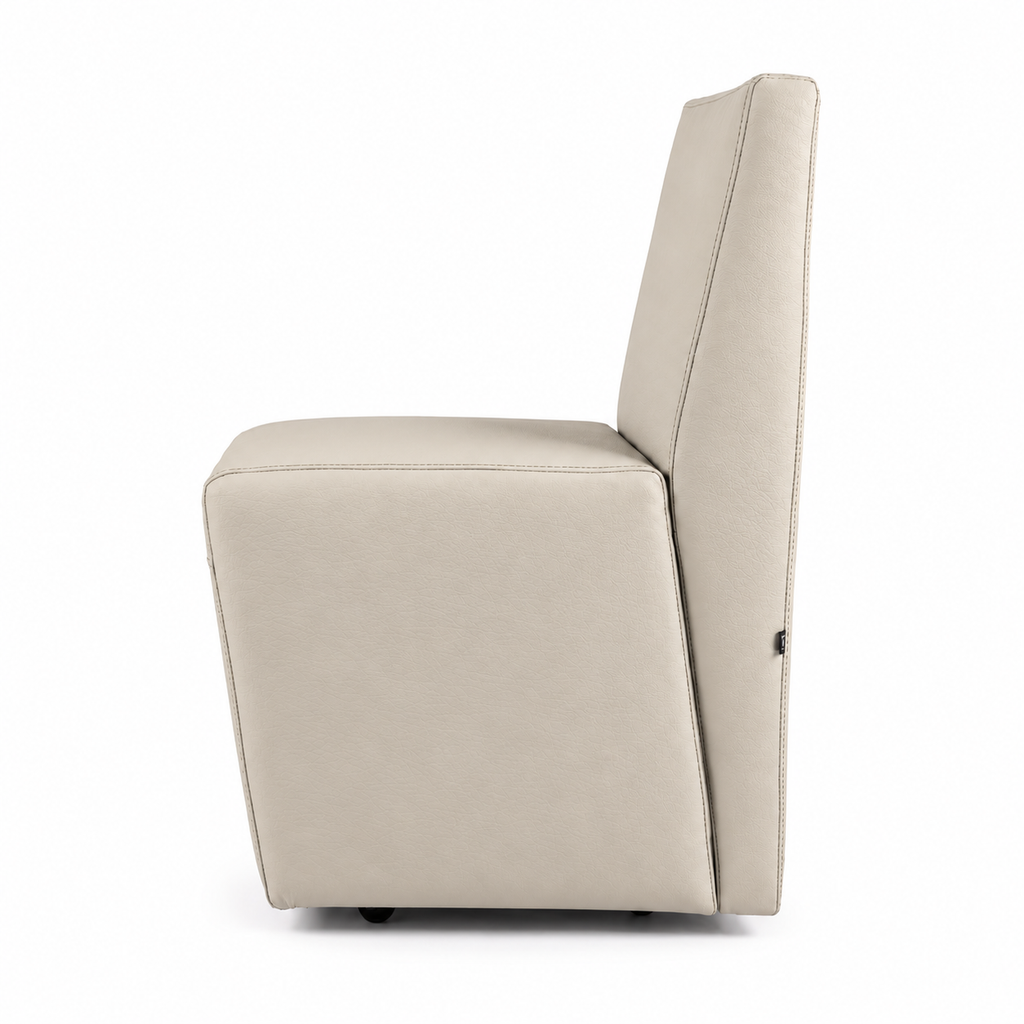 Lanott Linea dining chair DC101 in Beige Leather (Lacoste-8), side view