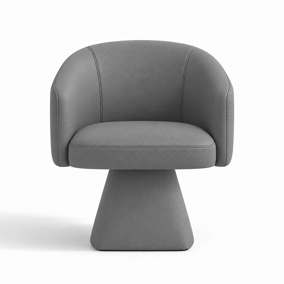 Lanott Aura dining chair DC103 in Grey Leather (Lacoste-13), front view on white background
