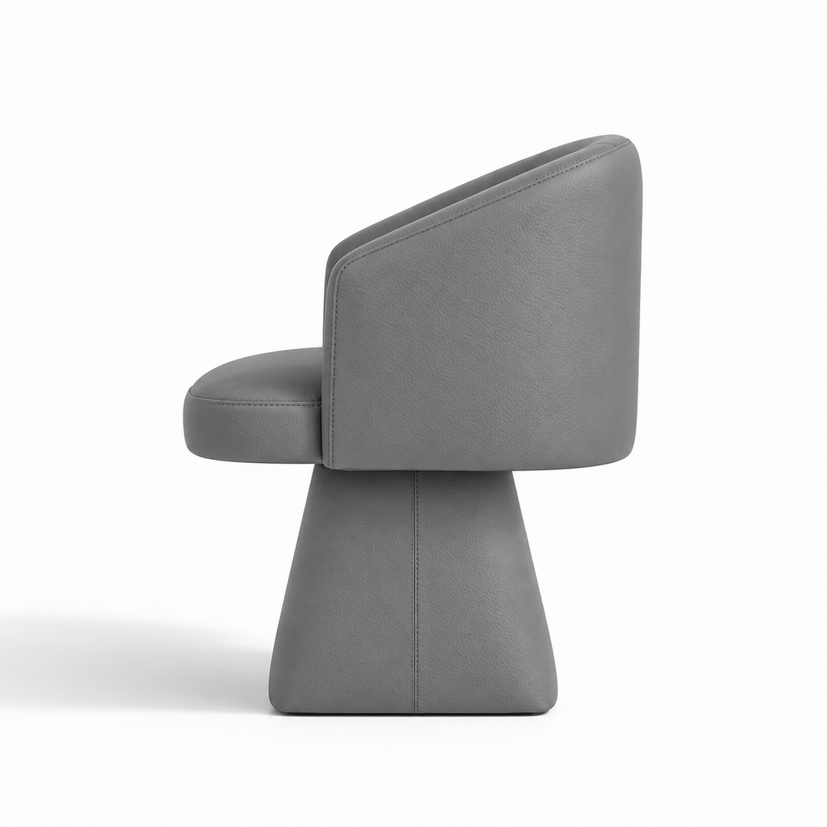 Lanott Aura dining chair DC103 in Grey Leather (Lacoste-13), side view on white background