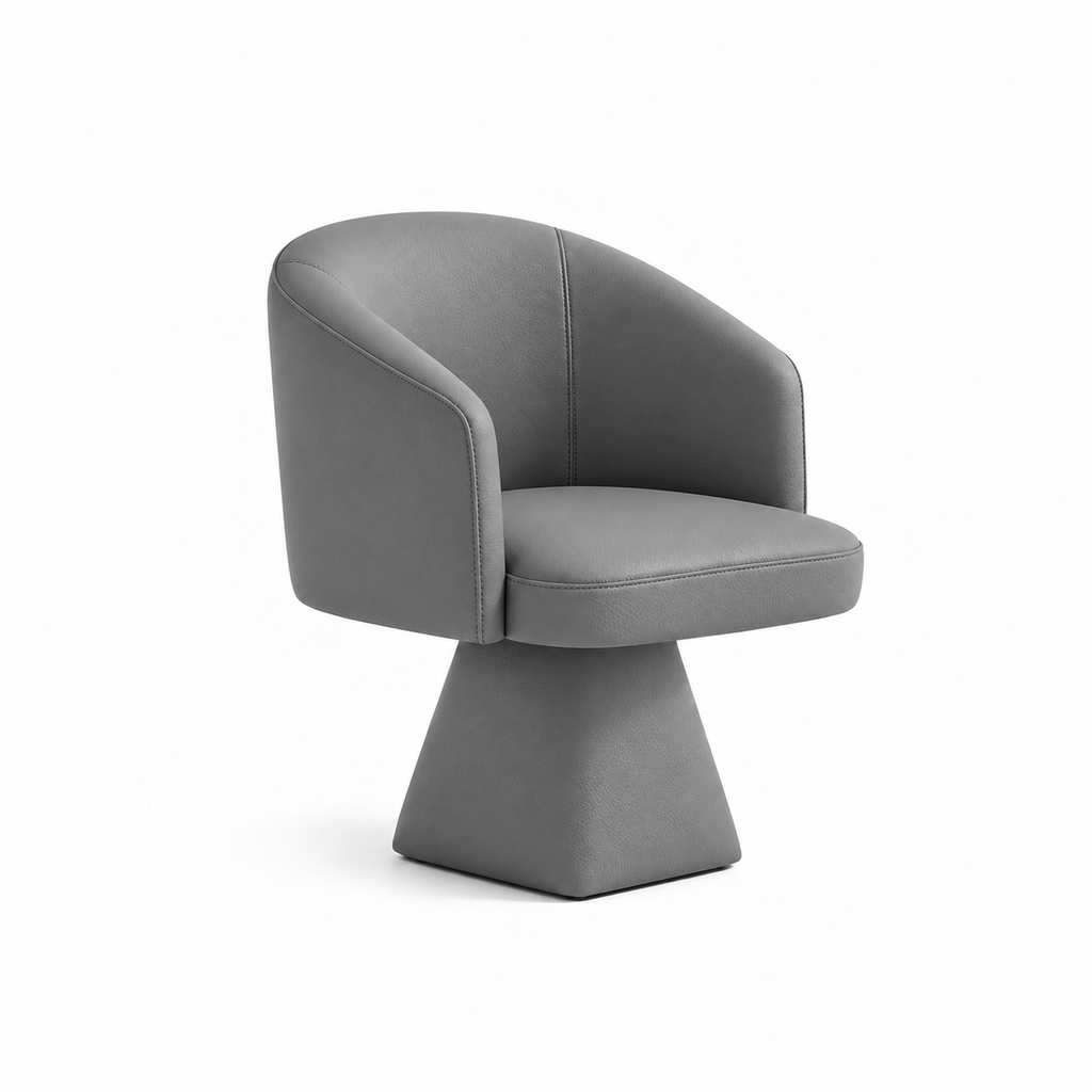 Lanott Aura DC103 in Grey Leather, main three-quarter view, facing right on white background.